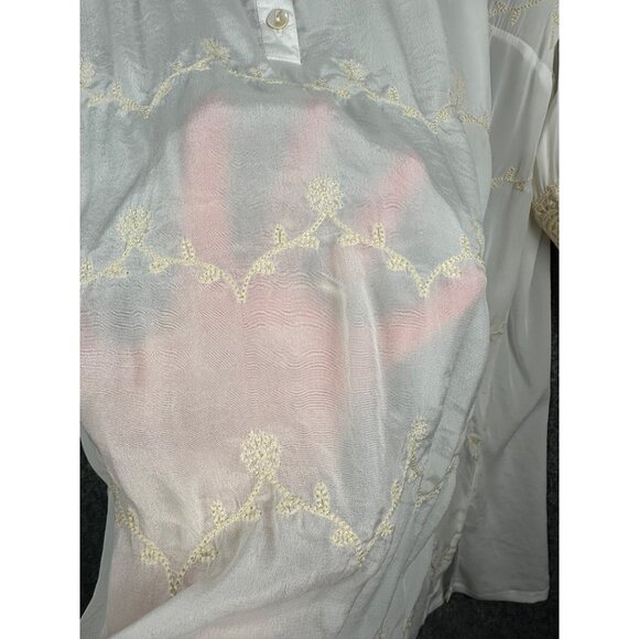 Coldwater Creek Serendipity Tunic Top MED Embroidered Lace Silky Elegant India - Picture 7 of 9